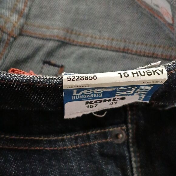 Lee Dungarees Relaxed Straight Sure to Fit Adjustable Waistband Dark Wash Sz 16 - Picture 10 of 10